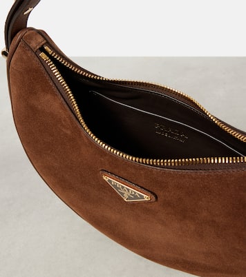 Borsa a spalla Arqué Small in suede | Prada