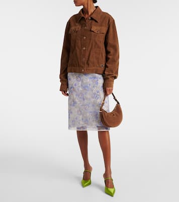 Borsa a spalla Arqué Small in suede | Prada