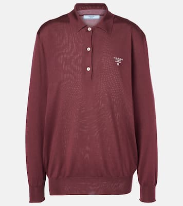 Polo in seta con logo | Prada