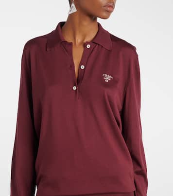 Polo in seta con logo | Prada