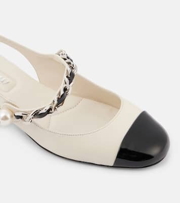 Verzierte Slingback-Pumps aus Leder | Miu Miu