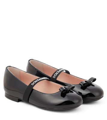 Ballerine in vernice con fiocco e logo | Dolce&Gabbana Kids