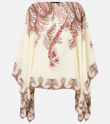 Printed silk crêpe de chine poncho | Etro