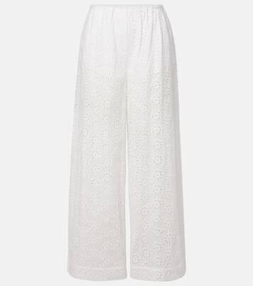 Bonfire eyelet cotton wide-leg pants | Staud