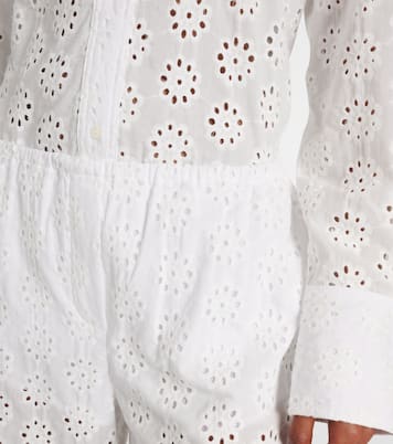 Bonfire eyelet cotton wide-leg pants | Staud