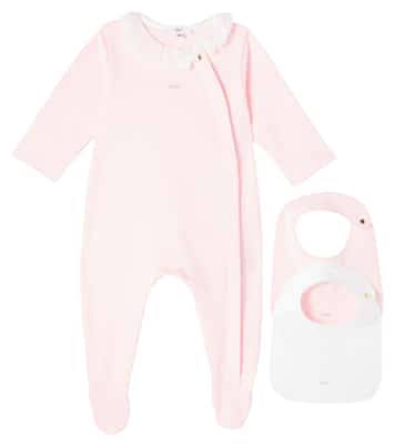 Baby cotton onesie and bib set | Chloé Kids