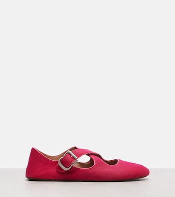 La Ballerine 스웨이드 메리제인 플랫 슈즈 | Alaïa