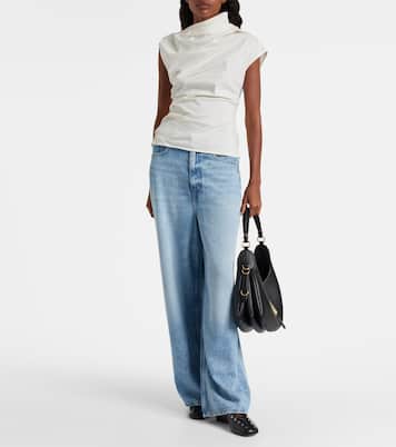 Ruched cotton-blend top  | Ganni