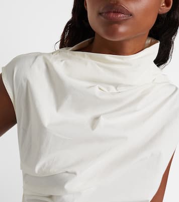 Ruched cotton-blend top  | Ganni