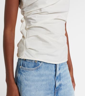 Ruched cotton-blend top  | Ganni
