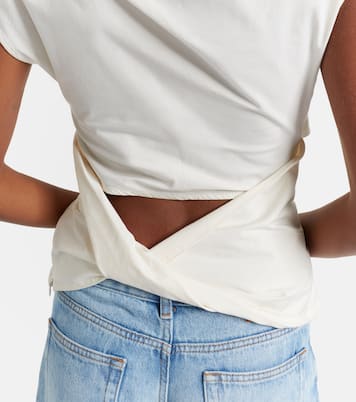 Ruched cotton-blend top  | Ganni