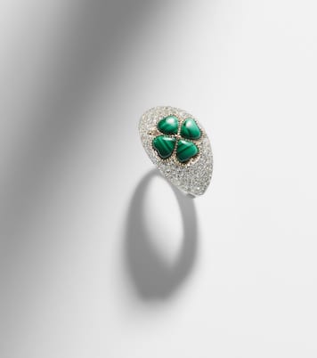 Anillo de oro de 9 ct con diamantes y malaquita | Yvonne Léon