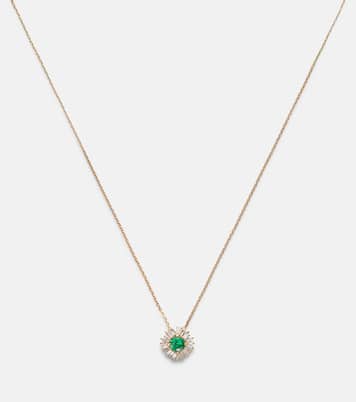 One Of A Kind 18kt gold necklace with emerald and diamonds | Suzanne Kalan