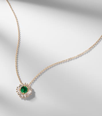 One Of A Kind 18kt gold necklace with emerald and diamonds | Suzanne Kalan