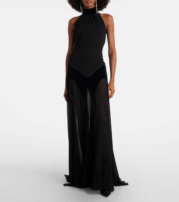 Velvet-trimmed silk georgette gown | McQueen