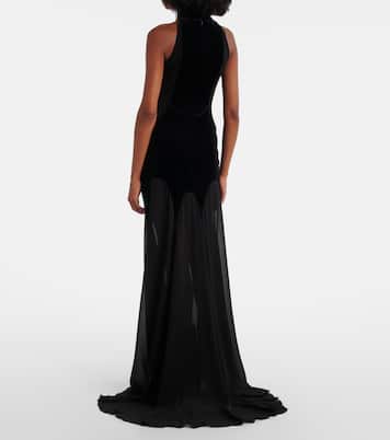 Velvet-trimmed silk georgette gown | McQueen
