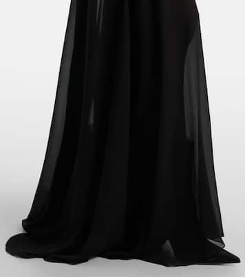 Velvet-trimmed silk georgette gown | McQueen