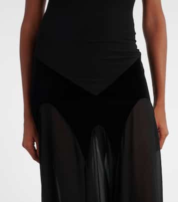 Velvet-trimmed silk georgette gown | McQueen