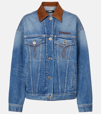 Trucker suede-trimmed denim jacket | Versace
