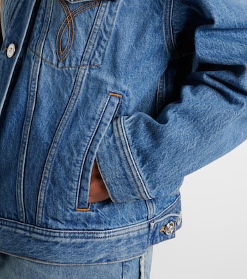 Trucker suede-trimmed denim jacket | Versace