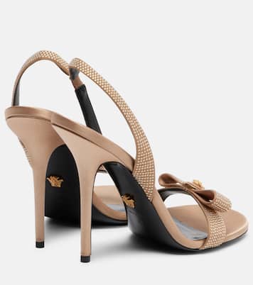 Medusa embellished satin sandals | Versace