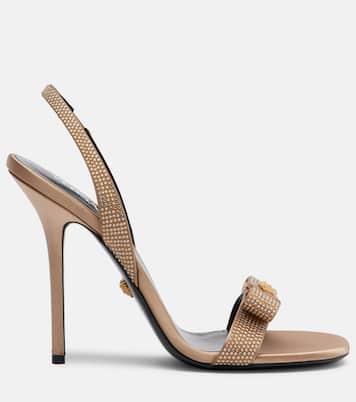 Medusa embellished satin sandals | Versace