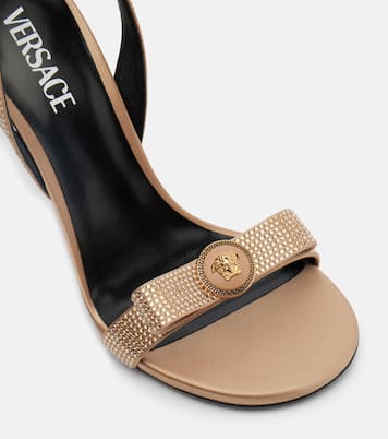 Medusa embellished satin sandals | Versace
