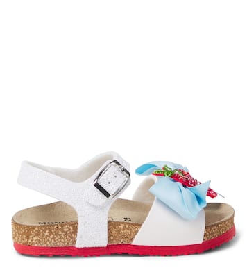 Embellished leather-trimmed sandals | Monnalisa