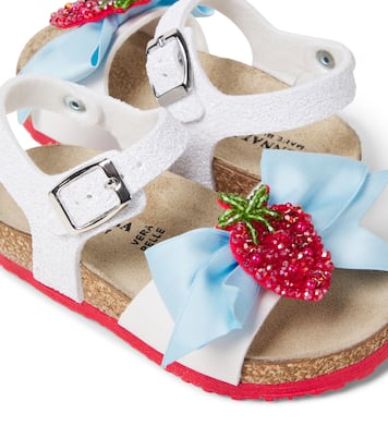 Embellished leather-trimmed sandals | Monnalisa