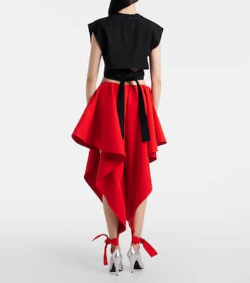 Ruffled cotton gabardine tapered pants | Alaïa
