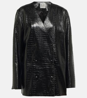 Double-breasted croc-effect leather blazer | Toteme