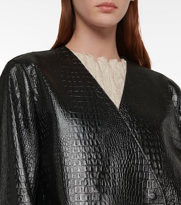 Double-breasted croc-effect leather blazer | Toteme