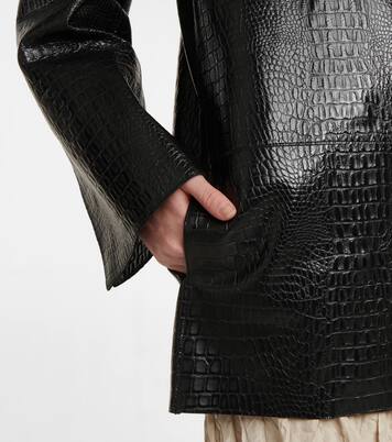Double-breasted croc-effect leather blazer | Toteme