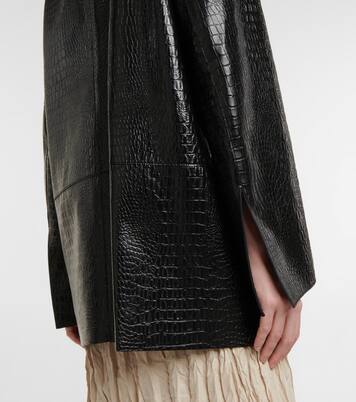 Double-breasted croc-effect leather blazer | Toteme