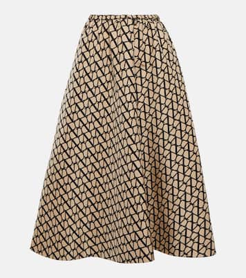 Toile Iconographe silk midi skirt | Valentino