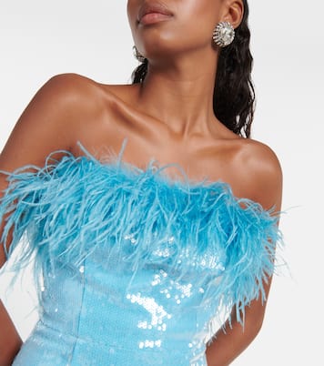 Miniabito Nicolette con paillettes e piume | Rebecca Vallance