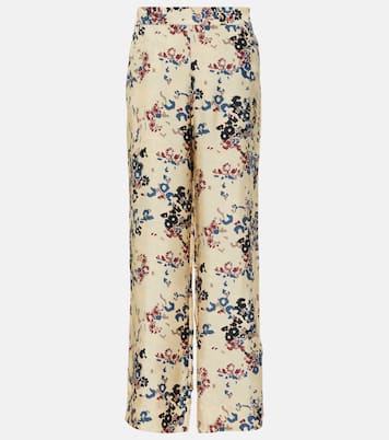 Pantalon ample London en soie à fleurs | Asceno