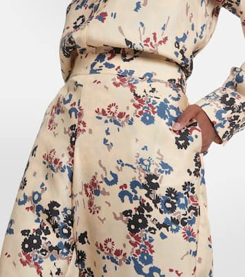 Pantalon ample London en soie à fleurs | Asceno