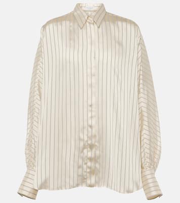 Blusa de satén a rayas | Brunello Cucinelli