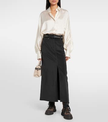 Blusa de satén a rayas | Brunello Cucinelli