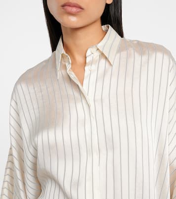 Blusa de satén a rayas | Brunello Cucinelli