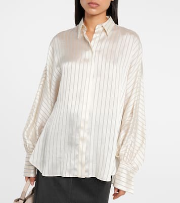 Blusa de satén a rayas | Brunello Cucinelli