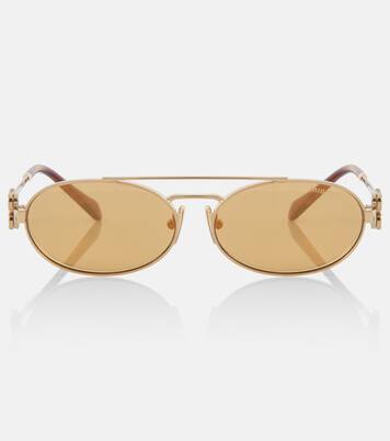 Lunettes de soleil aviateur à logo | Miu Miu