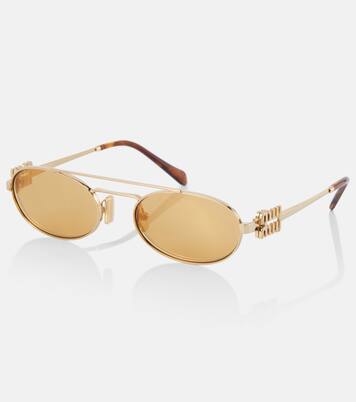 Lunettes de soleil aviateur à logo | Miu Miu