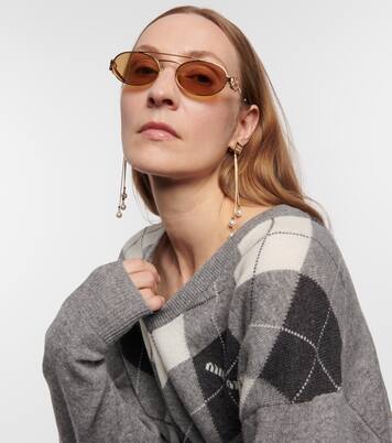 Lunettes de soleil aviateur à logo | Miu Miu