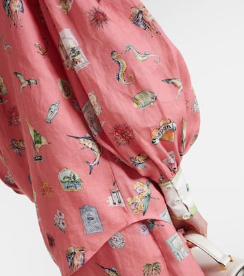 Puff-sleeve printed linen shirt | Alémais