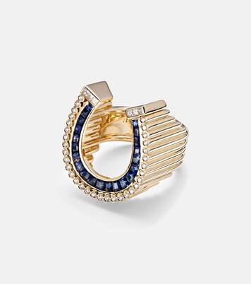 Bague Horseshoe en or 18 ct, diamants et saphirs | Marie Lichtenberg