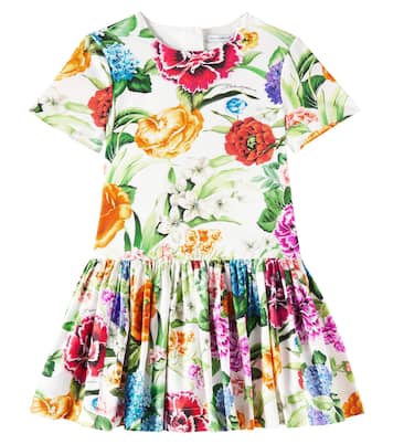 Bedrucktes Kleid aus Baumwollpopeline | Dolce&Gabbana Kids
