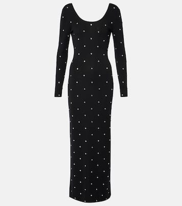 Abito midi in lana vergine con cristalli | Versace