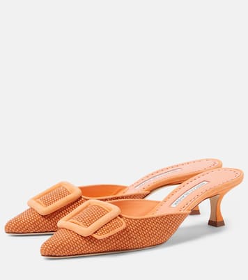Mules Maysale 50 in rafia | Manolo Blahnik